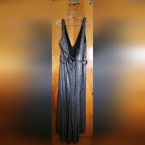 Beautiful silver dress for prom or a wedding.